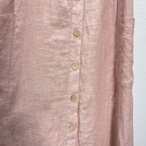 Rachel Zoe 100% Linen Dress Womens Blush Button Sleeveless pink Madi pockets 8. - Picture 6 of 13